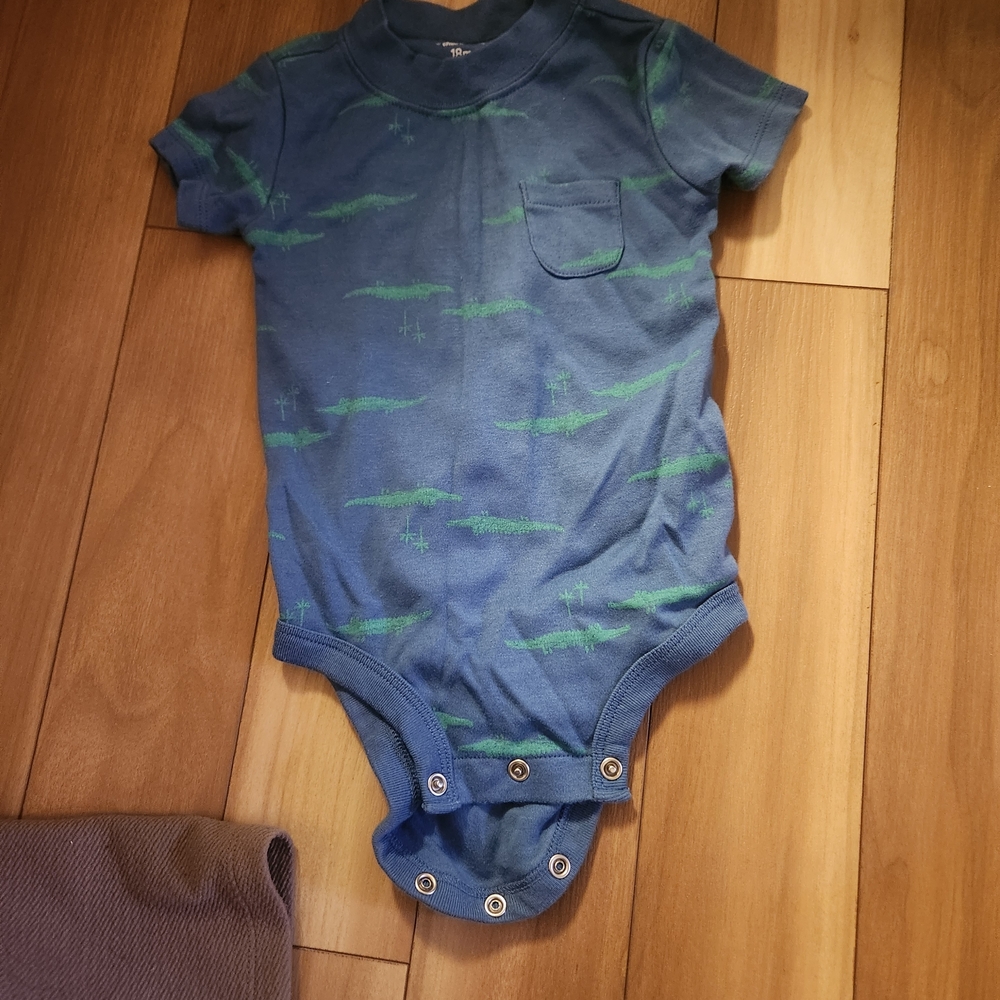 Carter's Blue and Green Alligator Bodysuit